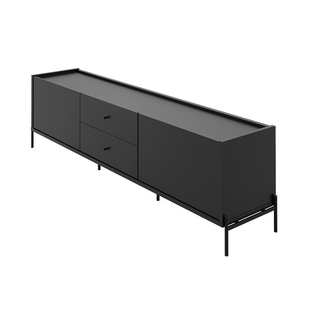 Painel Ripado Devin para TVs 75 Polegadas com Rack Jasper 2.2 Preto Fosco
