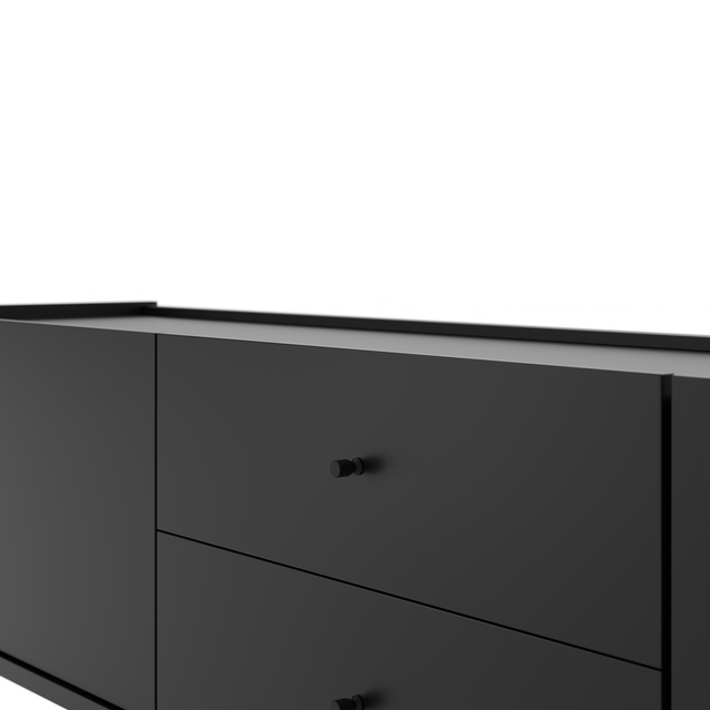 Painel Ripado Devin para TVs 75 Polegadas com Rack Jasper 2.2 Preto Fosco