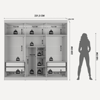 Guarda-Roupa Casal 6 Portas 4 Gavetas Lazzaro 231cm Carvalho