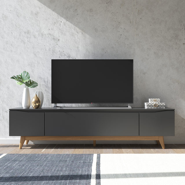 Rack Flynt para TVs até 75 Polegadas 3 Portas 220 cm Preto com Natural