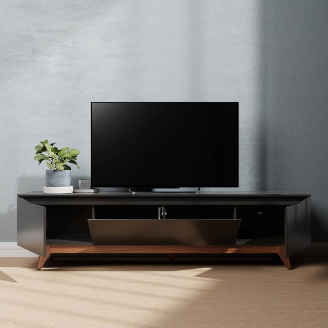 Rack Flynt para TVs até 75 Polegadas 3 Portas 220 cm Preto com Natural