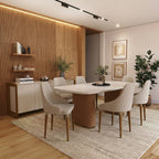 Conjunto de Jantar Mesa Retangular com Vidro Lintz 6 Cadeiras Evelyn Canella Off White