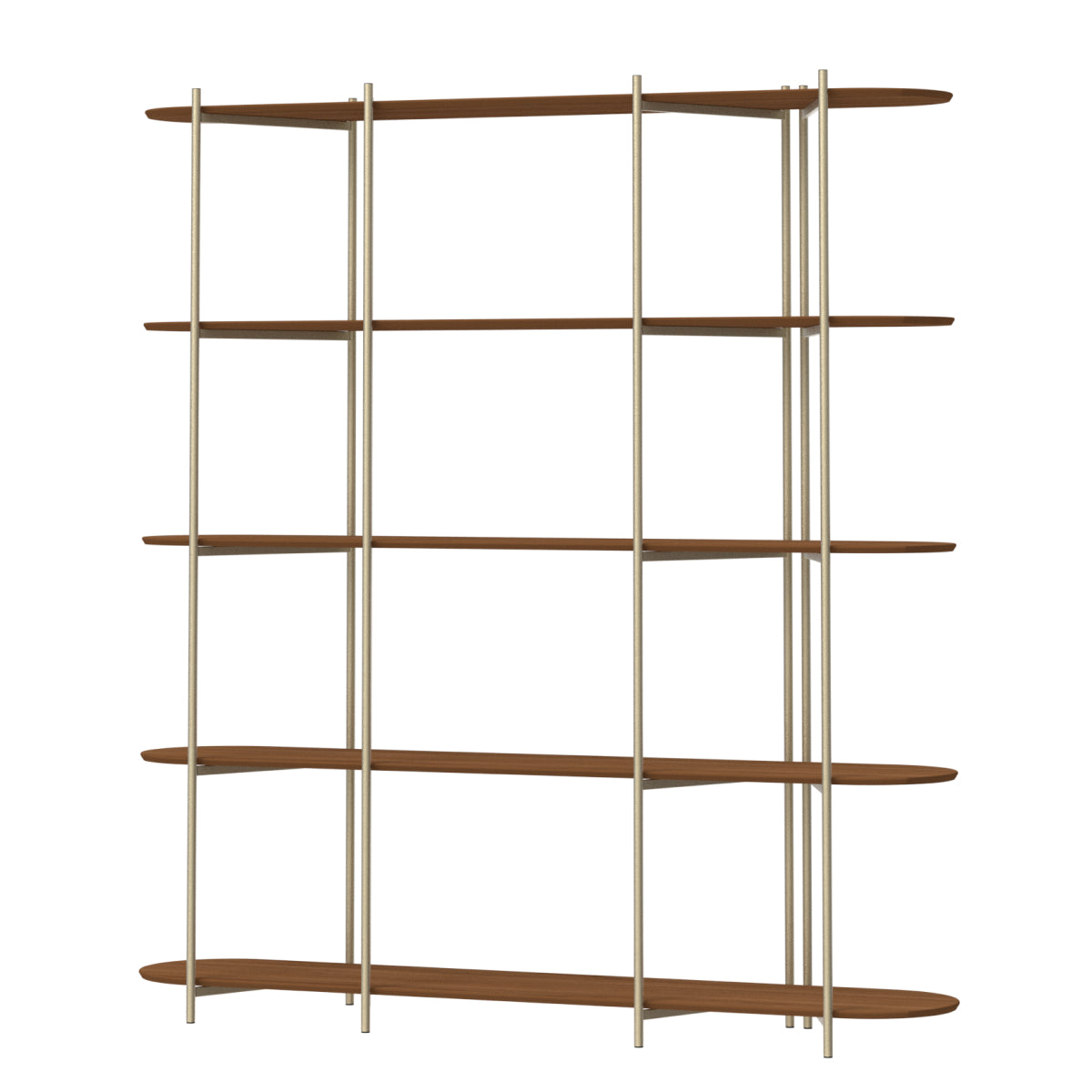 Estante 5 Prateleiras Aço com MDF Enya 180cm Canella com Champanhe