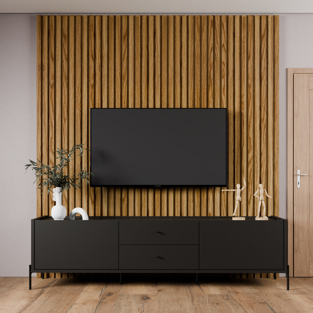 Painel Devin para TVs 75 Polegadas com Rack Jasper 2.2 Preto Fosco