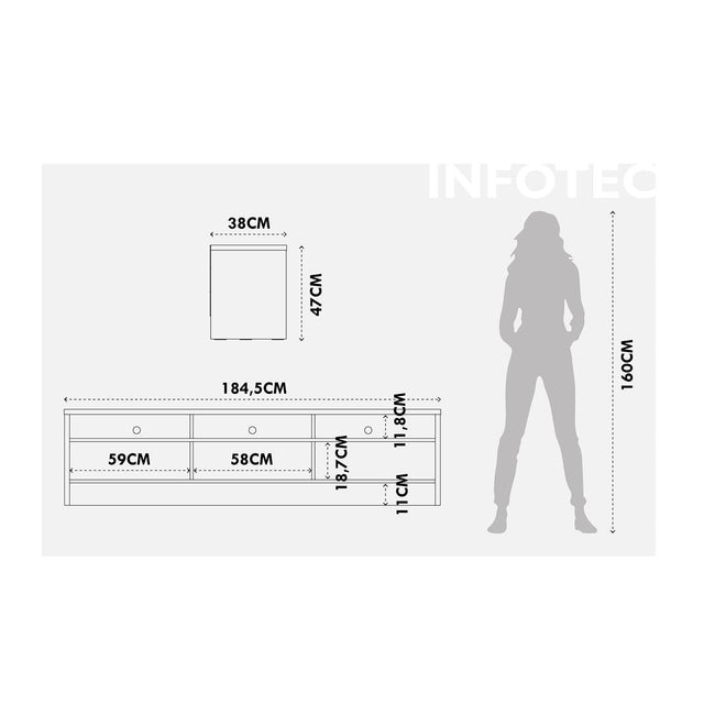 Rack Aspen 184cm 3 Portas para TV até 75 Polegadas Freijó