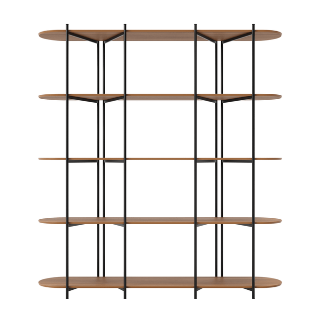 Estante Orgânica Industrial Aço MDF Enya 180 cm - Canella c/ Preto