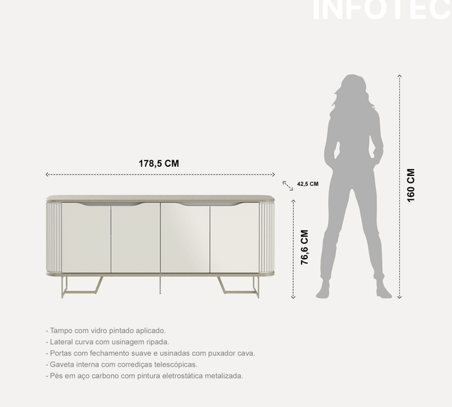 Buffet Albany 178 cm - Off White Fosco