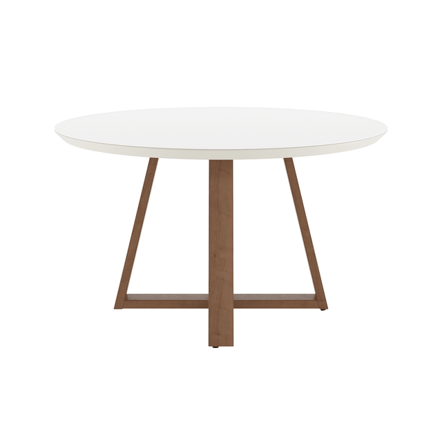 Mesa de Jantar Redonda Bennett c/ Vidro 135 cm - Natural c/ Vidro Off White