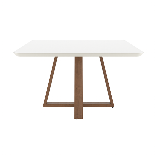 Mesa de Jantar Bennett c/ Vidro 135 cm - Natural c/ Vidro Off White