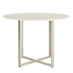 Conjunto de Jantar Mesa Redonda com Vidro Arcádia 4 Cadeiras Lucille Off White com Champanhe