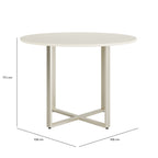 Conjunto de Jantar Mesa Redonda com Vidro Arcádia 4 Cadeiras Lucille Off White com Champanhe