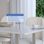 Conjunto de Jantar Mesa Retangular com Vidro Arcádia 6 Cadeiras Lucille Off White com Champanhe