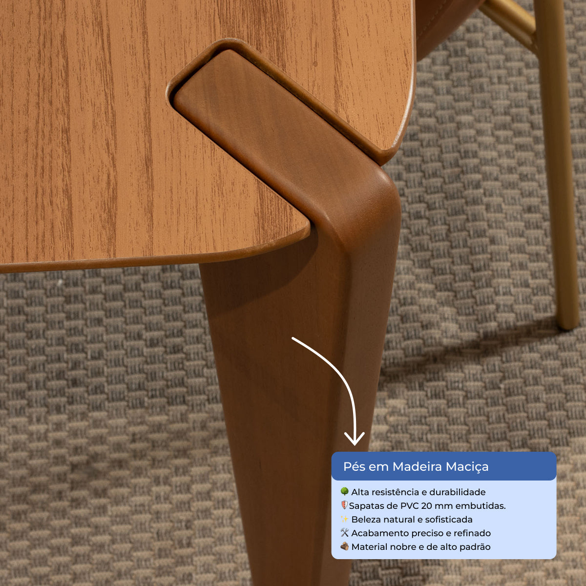 Mesa de Jantar Retangular para 6 Lugares Harmony 184cm Natural com Canella