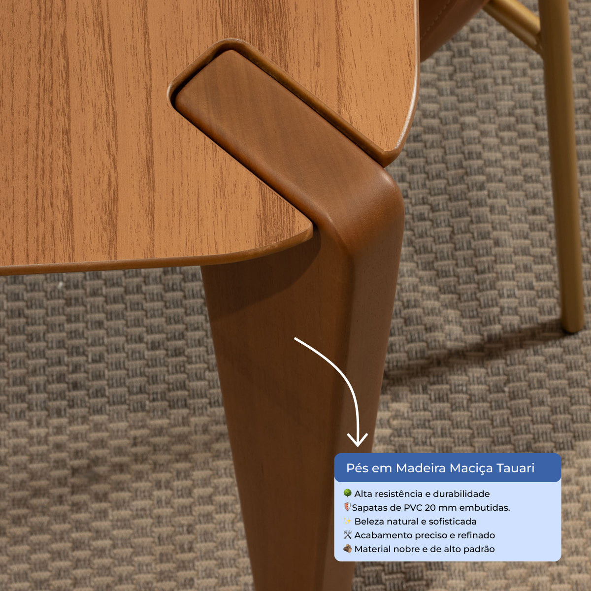 Mesa de Jantar Retangular para 8 Lugares Harmony 219cm Natural com Canella