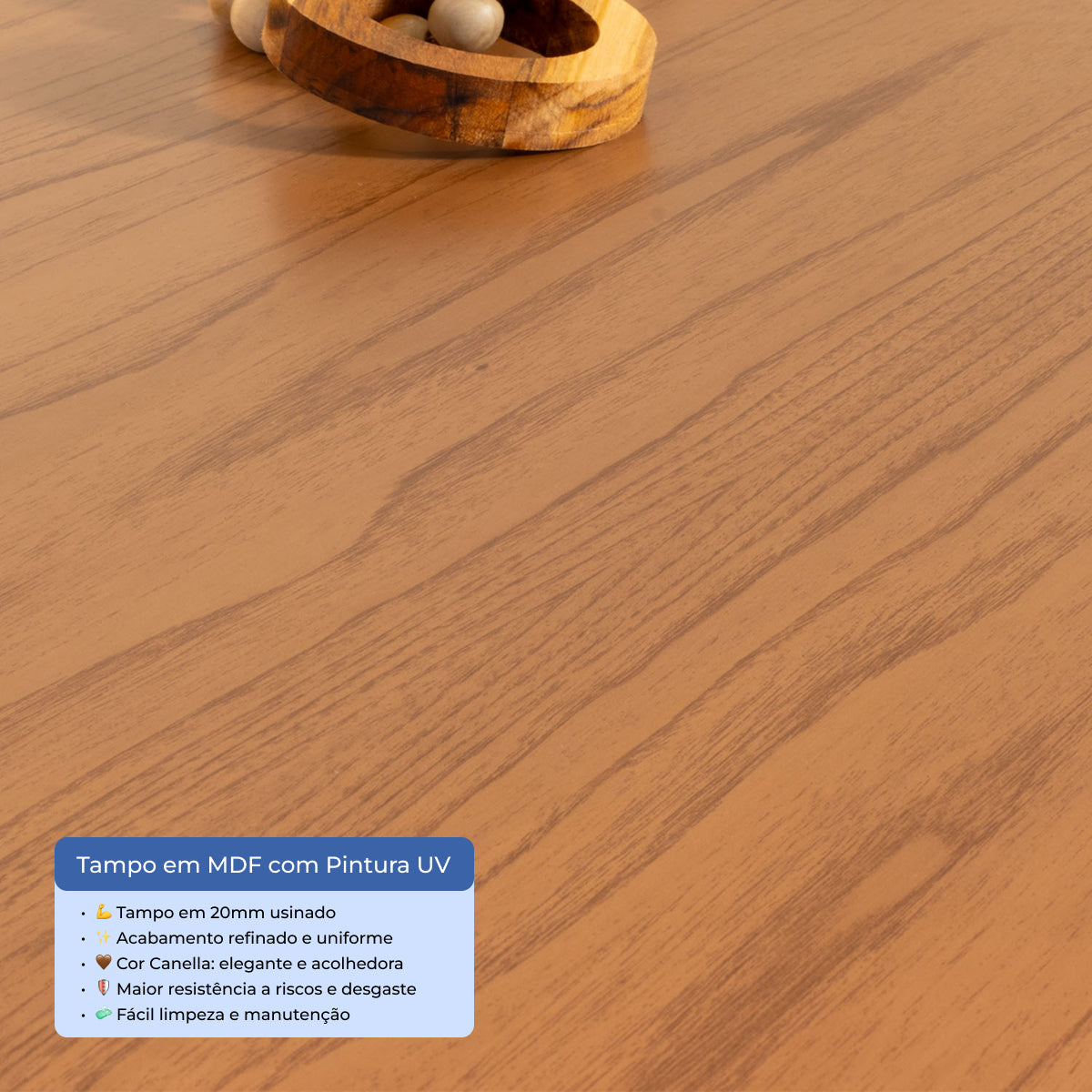 Mesa de Jantar Retangular para 8 Lugares Harmony 219cm Natural com Canella