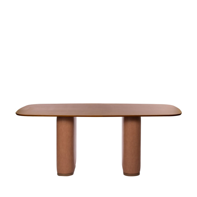 Mesa de Jantar Lintz 184 cm - Canela c/ PU Caramelo