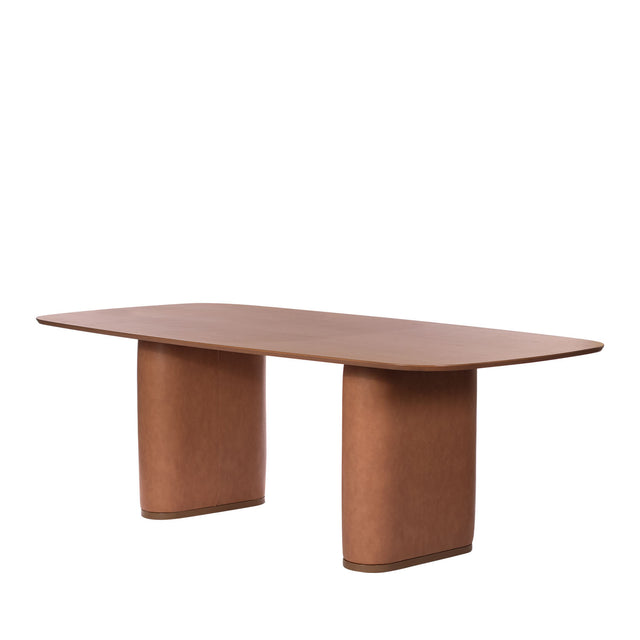 Mesa de Jantar Lintz 219 cm - Canela c/ PU Caramelo