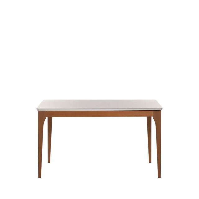 MESA ELLA 1.35 C/ VIDRO OFF WHITE / CANELLA