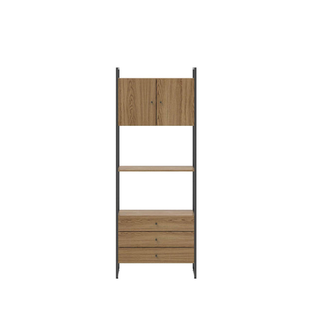 Estante com 3 Gavetas Voss 75 cm - Freijó c/ Preto Fosco