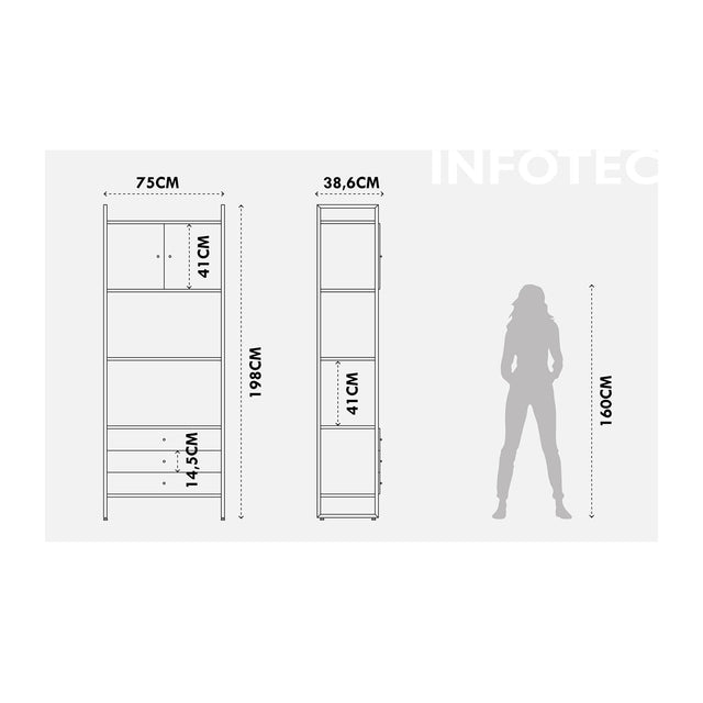 Estante com 3 Gavetas Voss 75 cm - Freijó c/ Preto Fosco