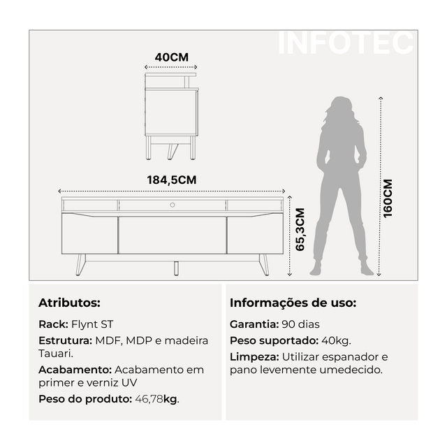 Rack Flynt ST - Off White Gloss/ Natural 185 cm /  Outlet