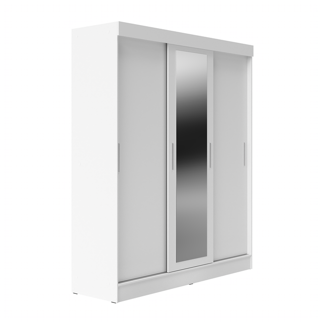 Guarda Roupa Casal 3 Portas de Correr c/ Espelho Vittorio 172cm Branco