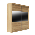 Guarda Roupa Casal 2 Portas de Correr c/ Espelho Gavino 238cm Carvalho