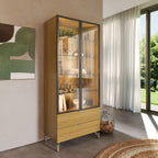 Cristaleira 2 Portas com Vidro Reflecta e Led 100% MDF Atria Canella