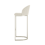 Banqueta Alta de Aço Beverly - Champanhe com Off - White Bouclé - Província - Banquetas