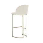 Banqueta Alta de Aço Beverly - Champanhe com Off - White Bouclé - Província - Banquetas