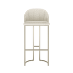 Banqueta Alta de Aço Beverly - Champanhe com Off - White Bouclé - Província - Banquetas