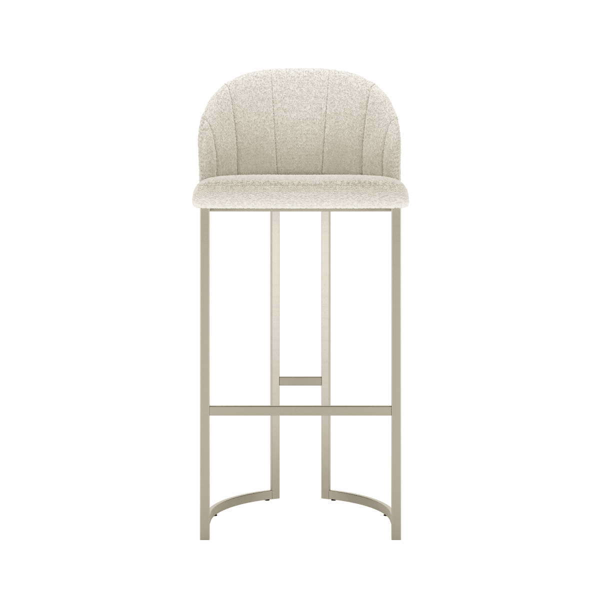 Banqueta Alta de Aço Beverly - Champanhe com Off - White Bouclé - Província - Banquetas