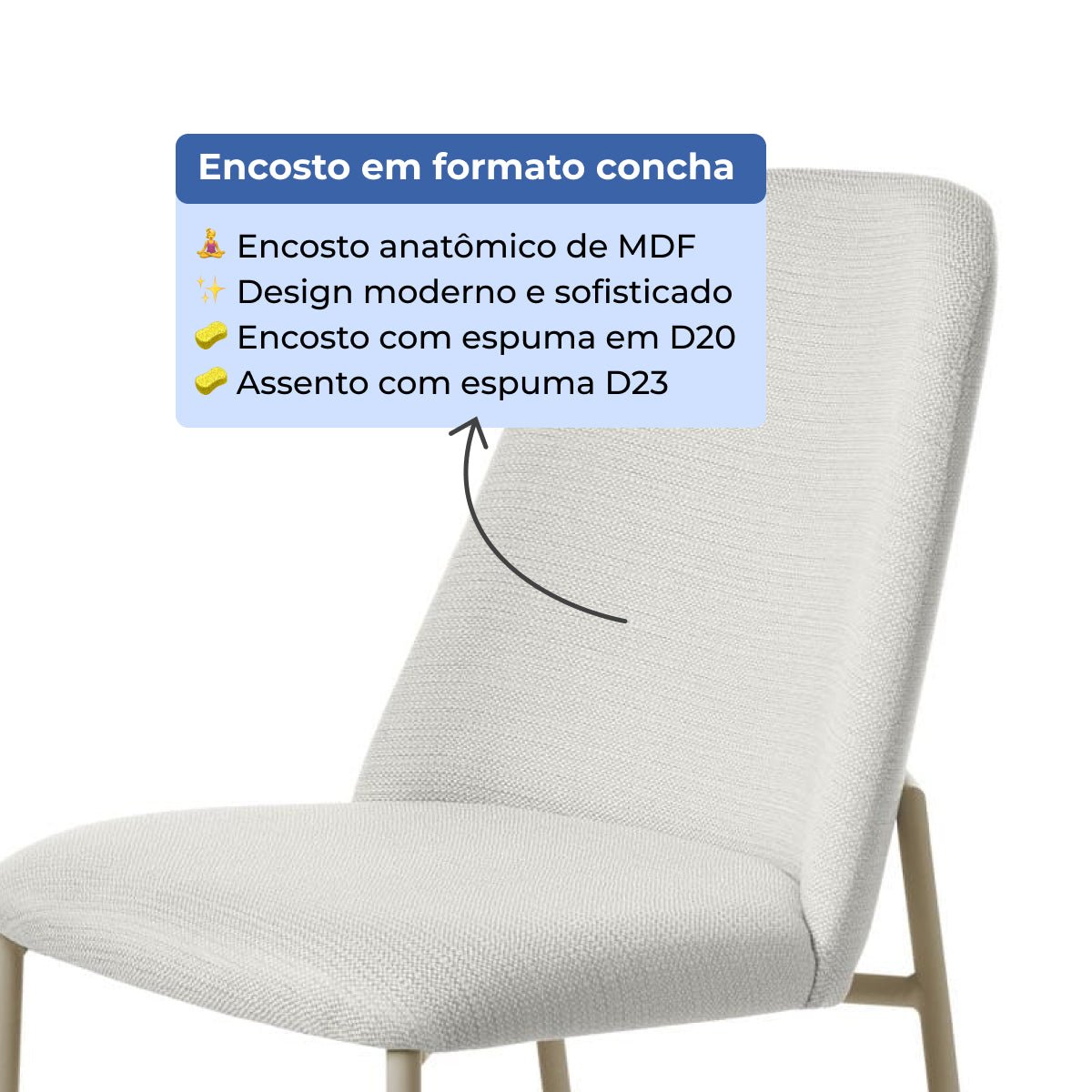Banqueta Alta de Aço Estofada Lucille Champanhe com Linho Mescla Cru - Província - Banquetas