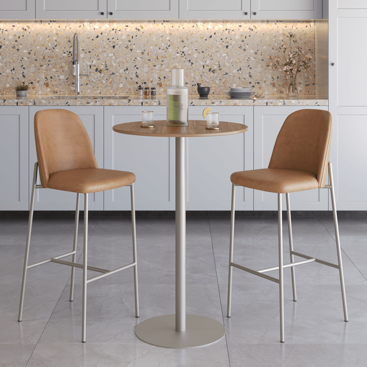 Banqueta Alta de Aço Lucille - Champanhe - Província - Banquetas