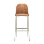 Conjunto de 2 Banquetas Altas de Aço Estofada Lucille Champanhe com PU Caramelo