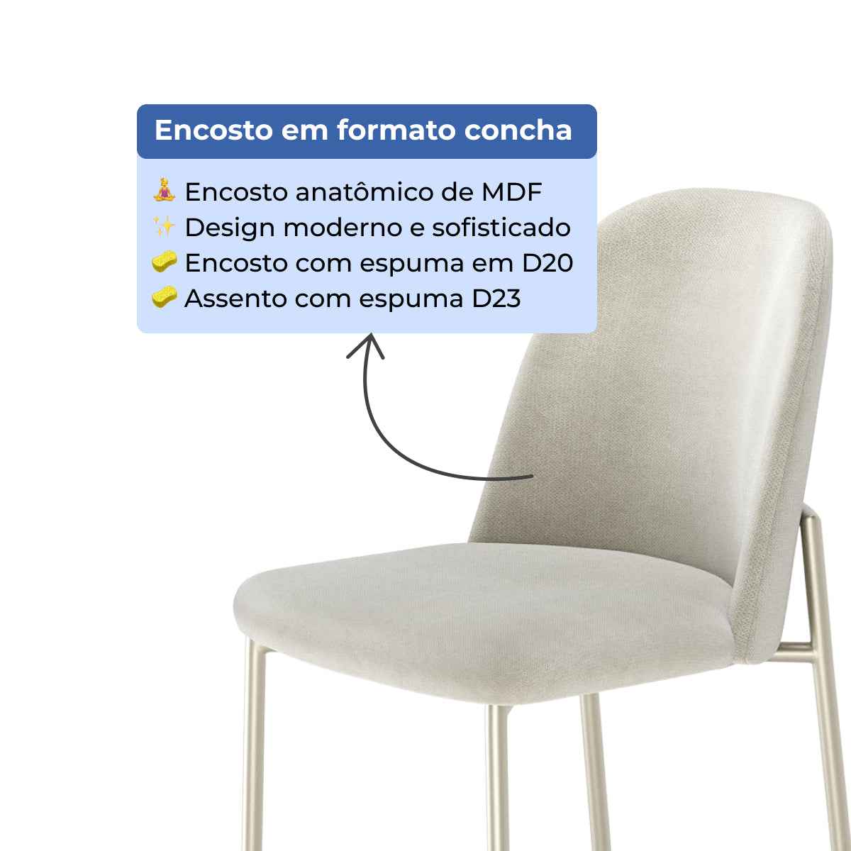 Conjunto de 2 Banquetas Altas de Aço Estofada Lucille Champanhe com Soft Palha