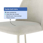 Conjunto de 2 Banquetas Altas de Aço Estofada Lucille Champanhe com Soft Palha