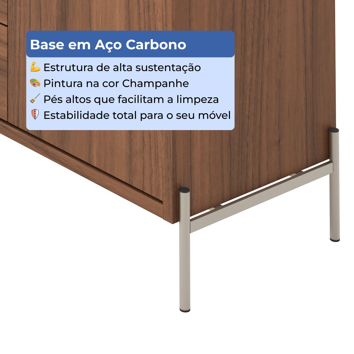 Buffet 3 Portas 3 Gavetas Jasper 185cm Canella com Champanhe - Província - Buffet