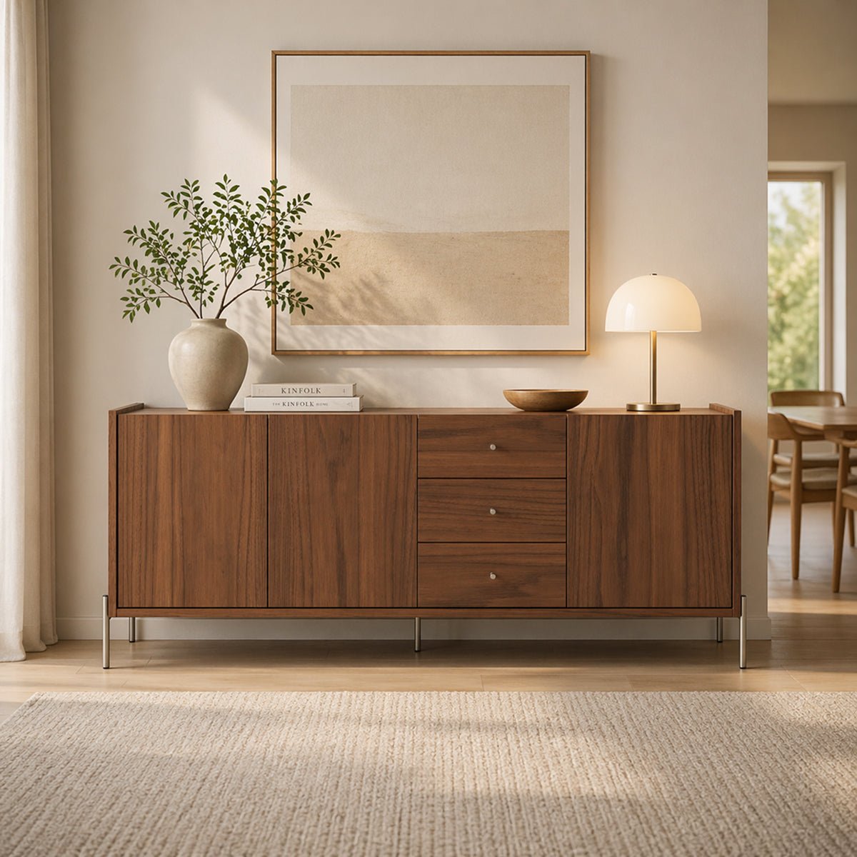 Buffet 3 Portas 3 Gavetas Jasper 185cm Canella com Champanhe - Província - Buffet