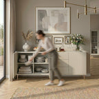 Buffet 3 Portas 3 Gavetas Jasper 185cm Off - White Fosco com Champanhe - Província - Buffet