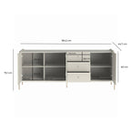 Buffet 3 Portas 3 Gavetas Jasper 185cm Off - White Fosco com Champanhe - Província - Buffet