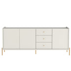 Buffet 3 Portas 3 Gavetas Jasper 185cm Off - White Fosco com Dourado - Província - Buffet