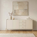 Buffet 3 Portas 3 Gavetas Jasper 185cm Off - White Fosco com Dourado - Província - Buffet