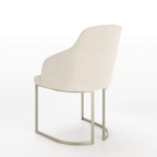 Cadeira de Aço Carbono Albany - Champanhe c/ Linho Mescla Cru - Província - Cadeiras de Jantar