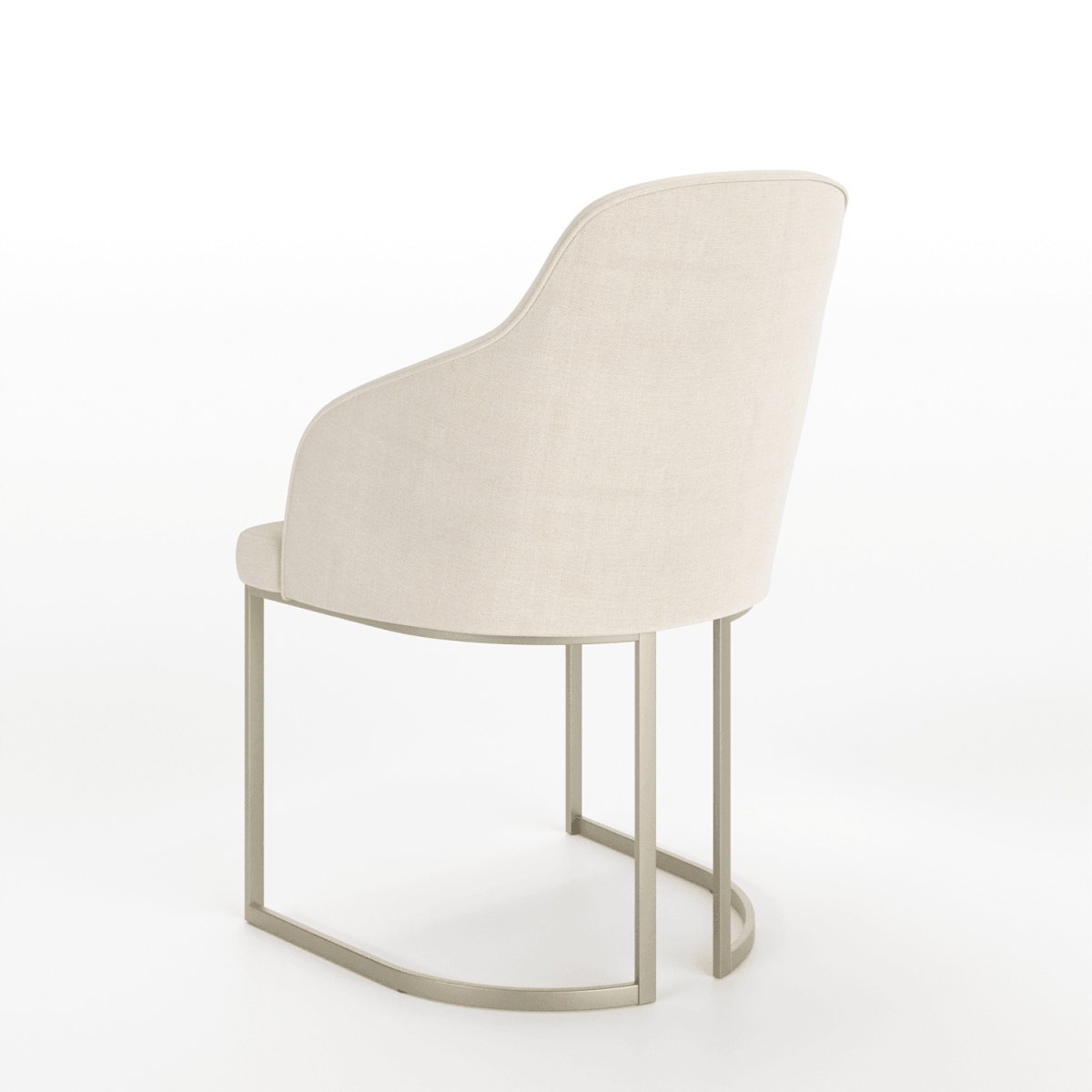 Cadeira de Aço Carbono Albany - Champanhe c/ Linho Mescla Cru - Província - Cadeiras de Jantar