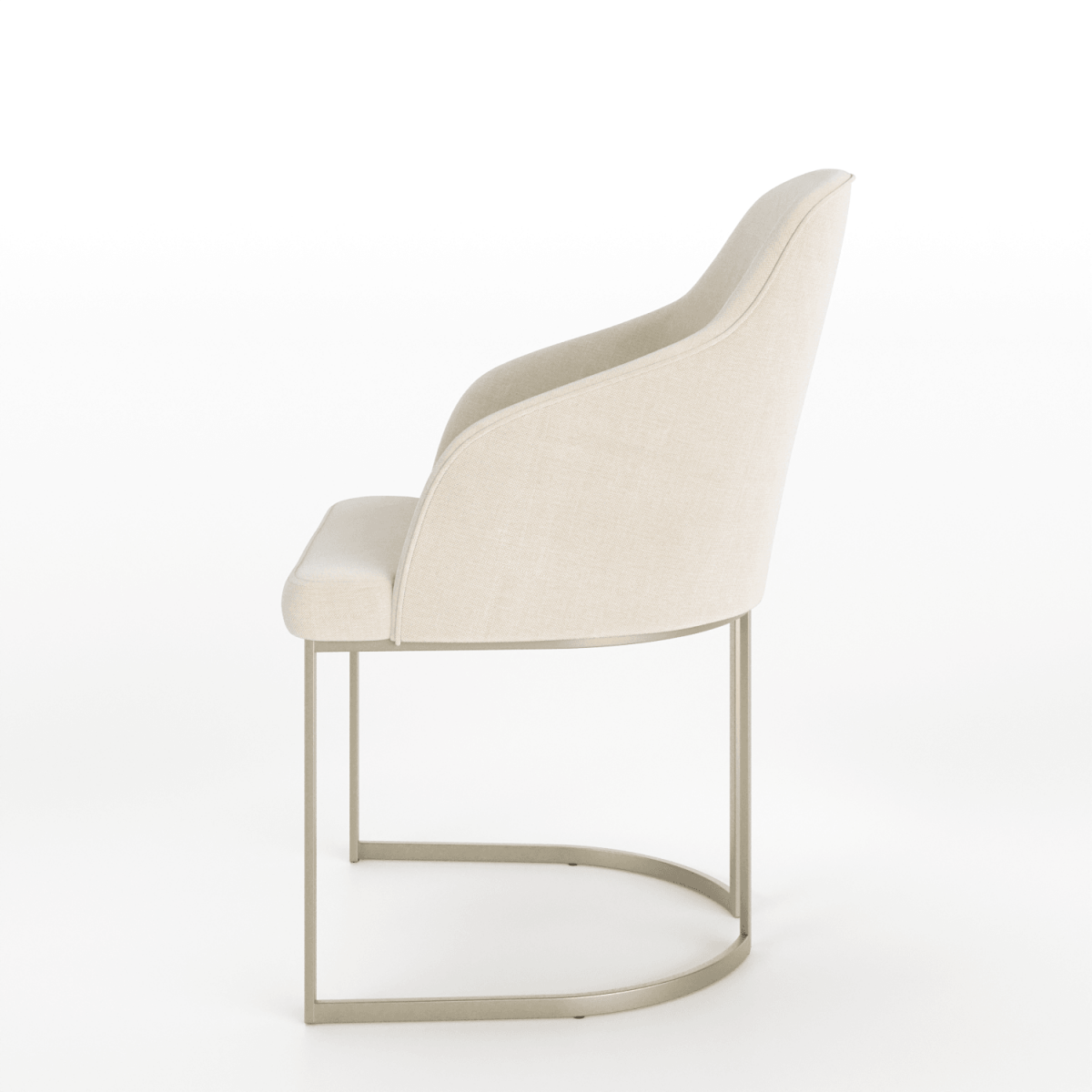 Cadeira de Aço Carbono Albany - Champanhe c/ Linho Mescla Cru - Província - Cadeiras de Jantar