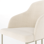 Cadeira de Aço Carbono Albany - Champanhe c/ Linho Mescla Cru - Província - Cadeiras de Jantar