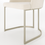 Cadeira de Aço Carbono Albany - Champanhe c/ Linho Mescla Cru - Província - Cadeiras de Jantar