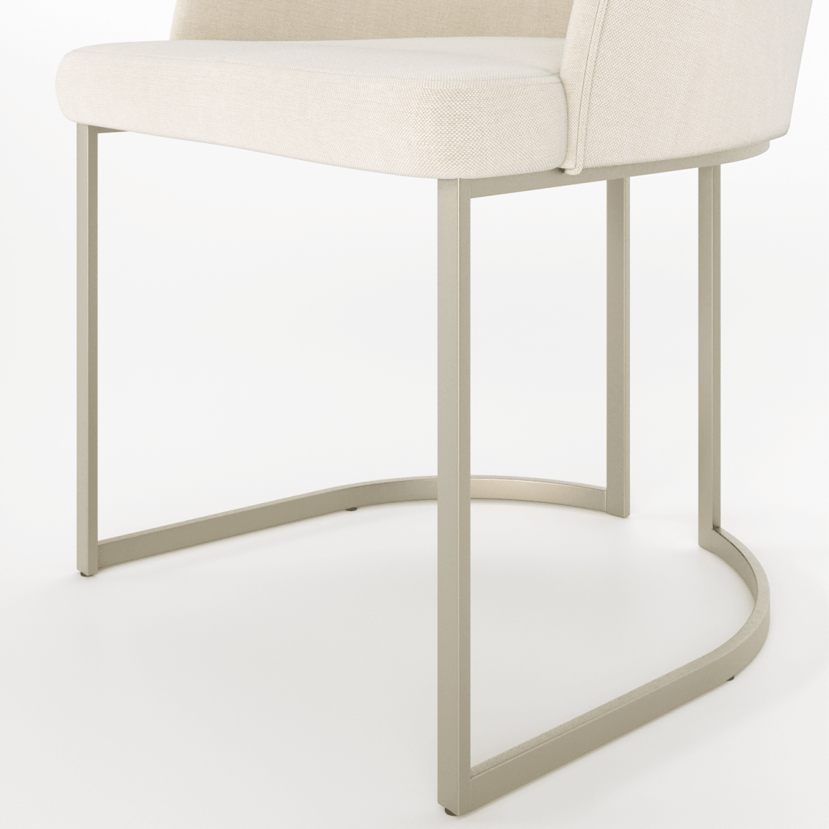 Cadeira de Aço Carbono Albany - Champanhe c/ Linho Mescla Cru - Província - Cadeiras de Jantar