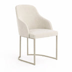 Cadeira de Aço Carbono Albany - Champanhe c/ Linho Mescla Cru - Província - Cadeiras de Jantar